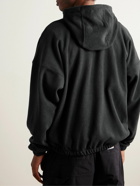Nike - Club Nylon-Trimmed Logo-Embroidered Fleece Hoodie - Black