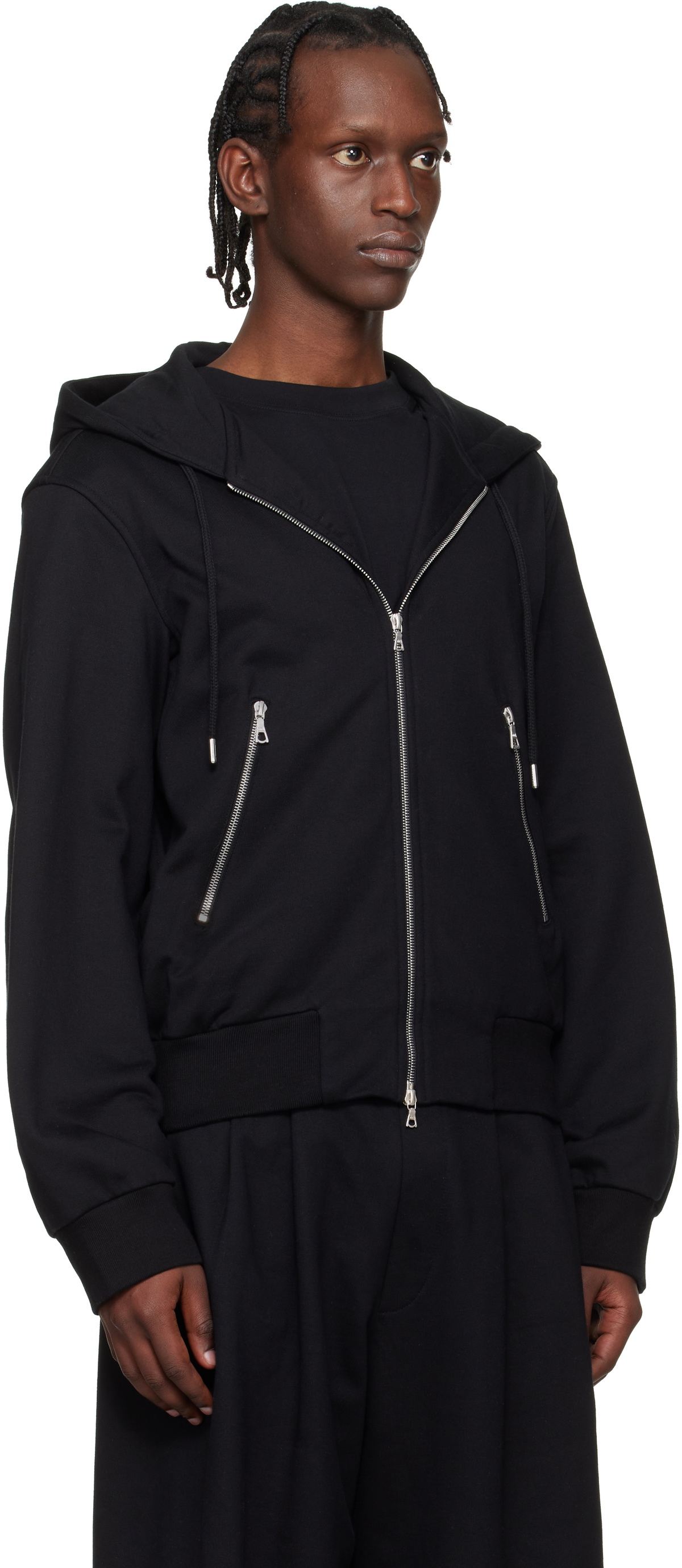 Dries Van Noten Black Loose Zipped Hoodie