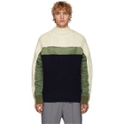 Sacai Off-White and Navy Wool Pullover Turtleneck