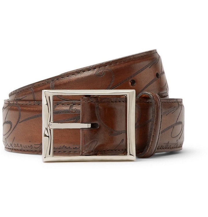 Photo: Berluti - 3.5cm Brown Scritto Leather Belt - Men - Brown