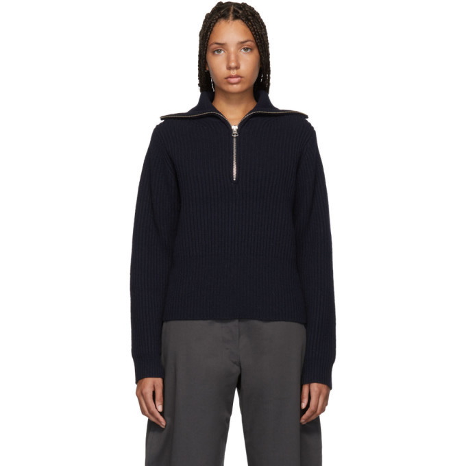 Photo: Acne Studios Navy Karolyn Half-Zip Turtleneck