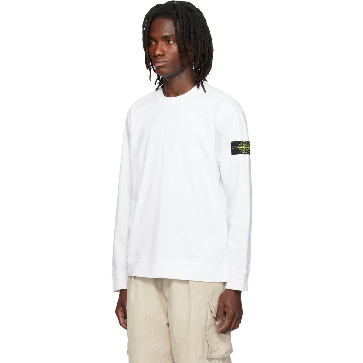 Stone Island White 6100057 Heavy Organic Cotton Sweatshirt
