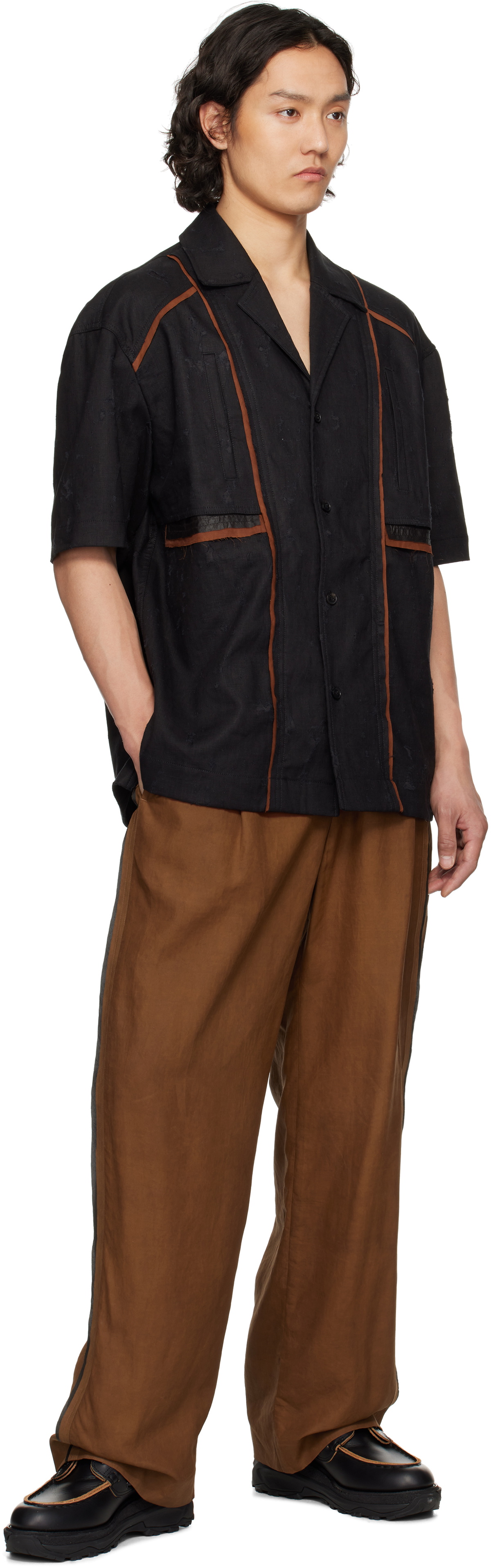 Feng Chen Wang Black Patchwork Shirt