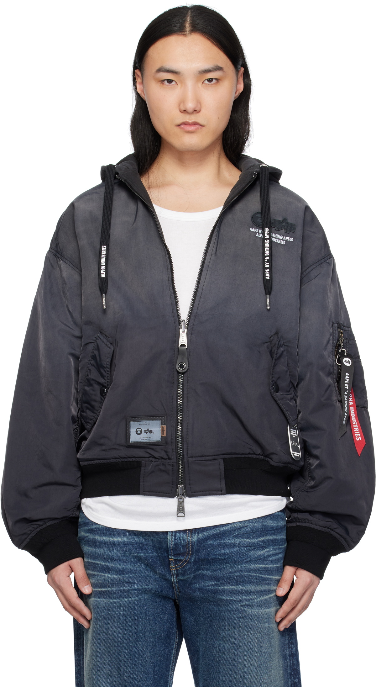 AAPE by A Bathing Ape Black Alpha Industries Edition MA-1