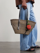 LOEWE - Paula's Ibiza Strawberry Leather-Trimmed Raffia Pouch