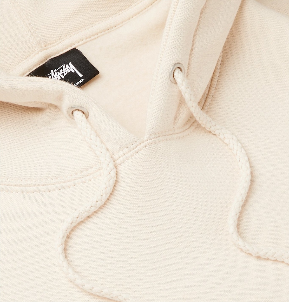 Stüssy - Logo-Embroidered Fleece-Back Cotton-Blend Jersey Hoodie - Neutrals  Stussy