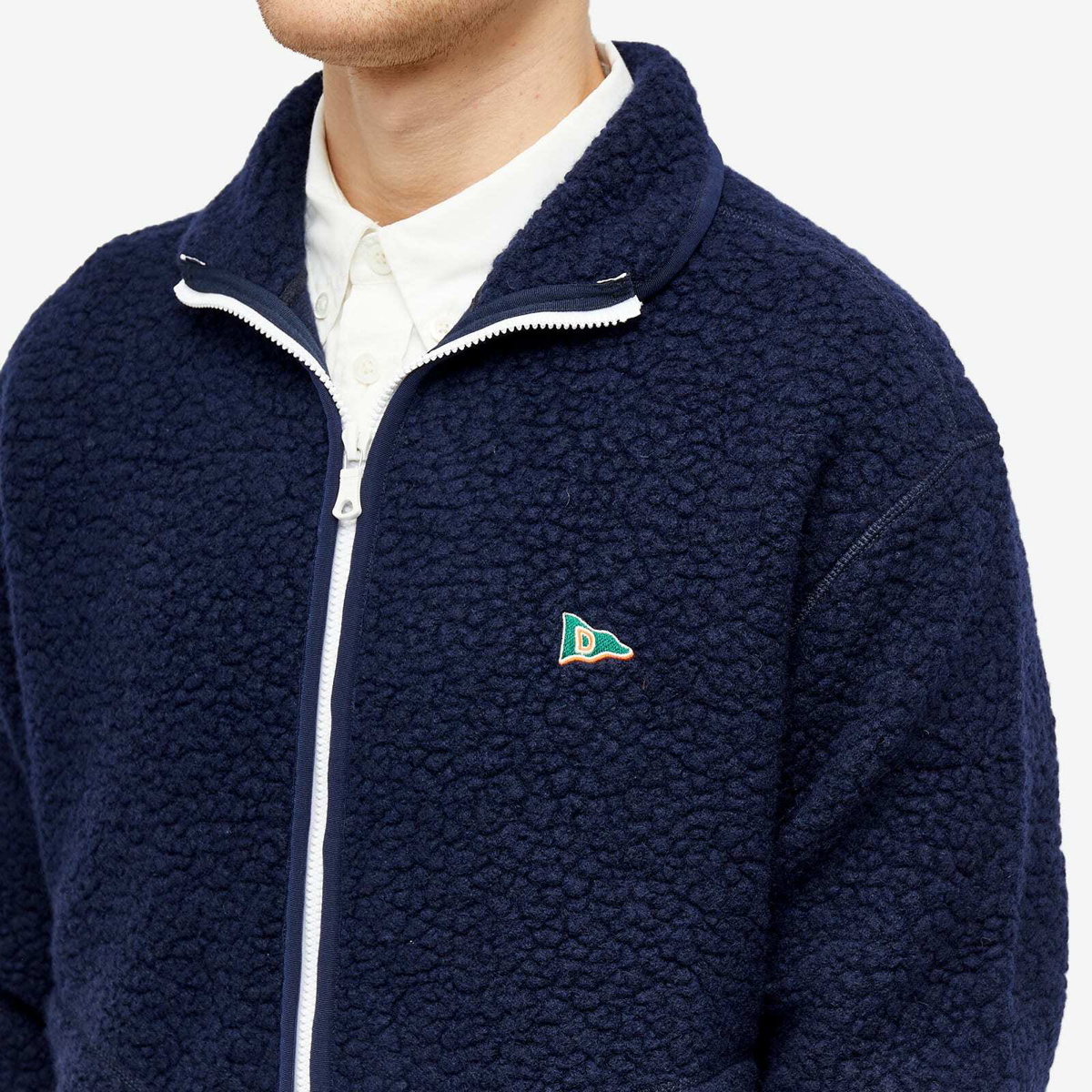Drake's Coats & Jackets  Green Boucle Wool Zip Fleece Jacket