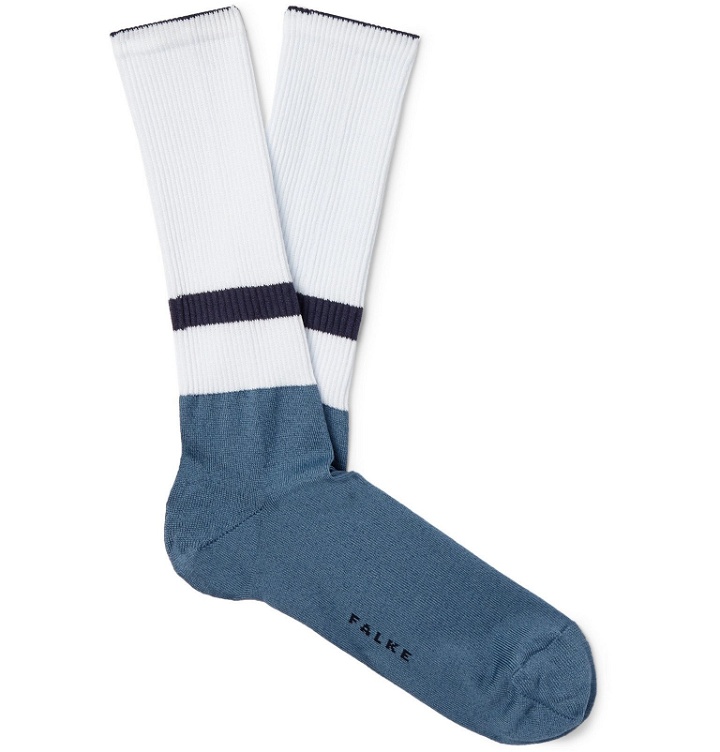 Photo: FALKE - Colour-Block Stretch-Knit Socks - Blue