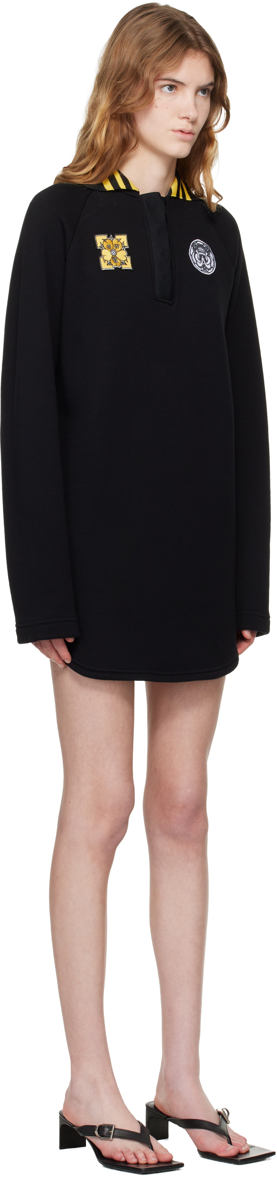 Off-White Black Sporty Polo Sweat Minidress