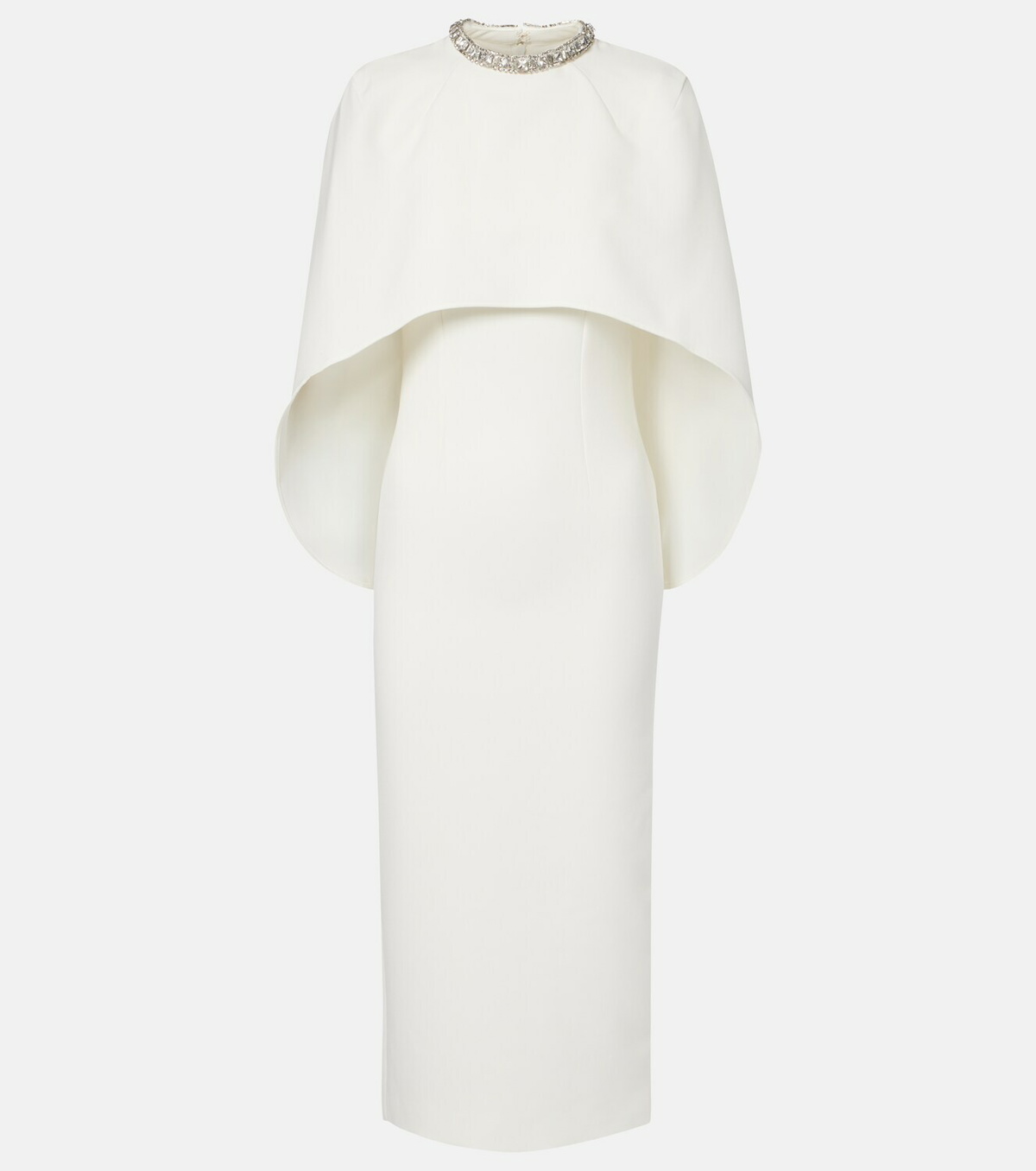 Roland Mouret Caped crystal-embellished crêpe midi dress