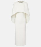 Roland Mouret Caped crystal-embellished crêpe midi dress