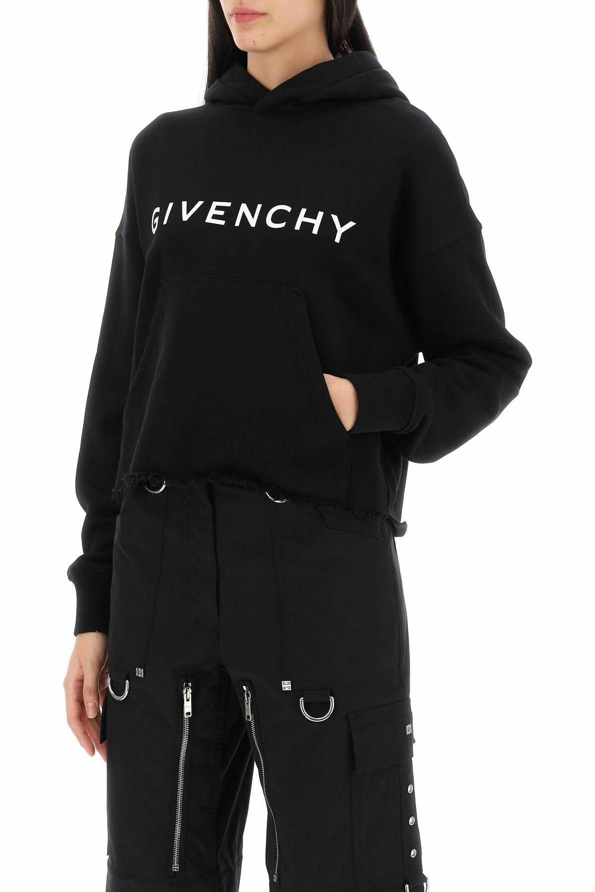 GIVENCHY ロゴ入り ブラック クロップドパーカーXS GIVENCHY cropped hoodie with logo print Black Givenchy