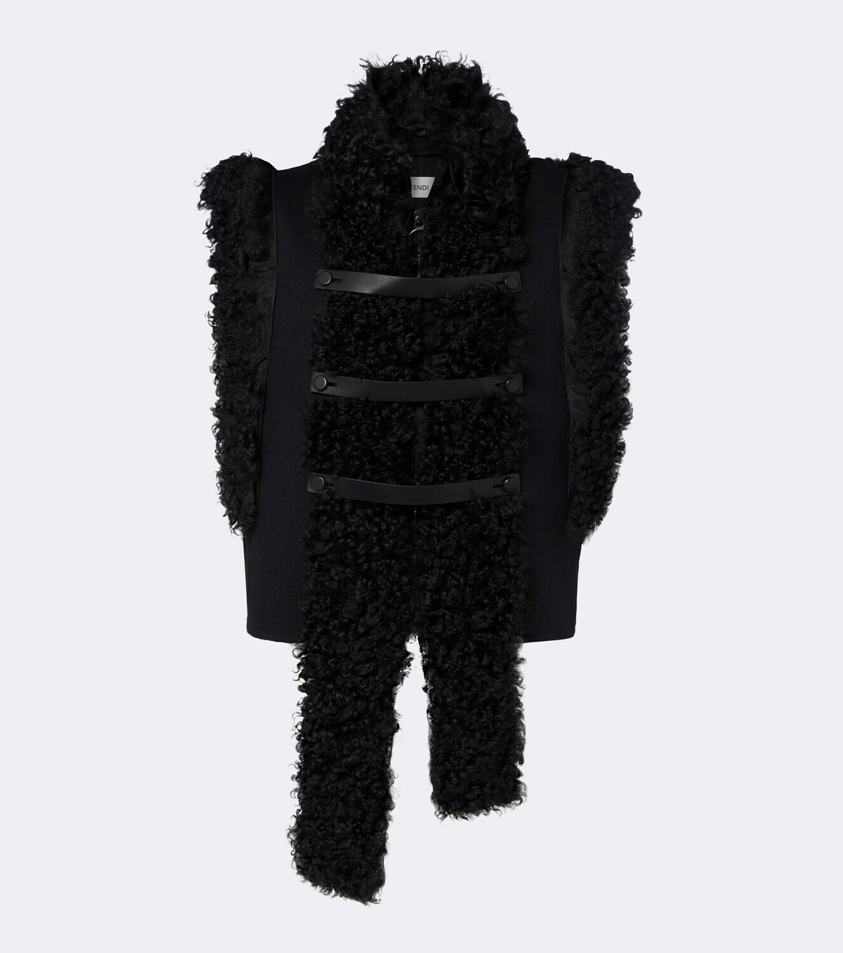 Fendi Shearling and leather-trimmed wool-blend vest