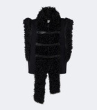 Fendi Shearling and leather-trimmed wool-blend vest