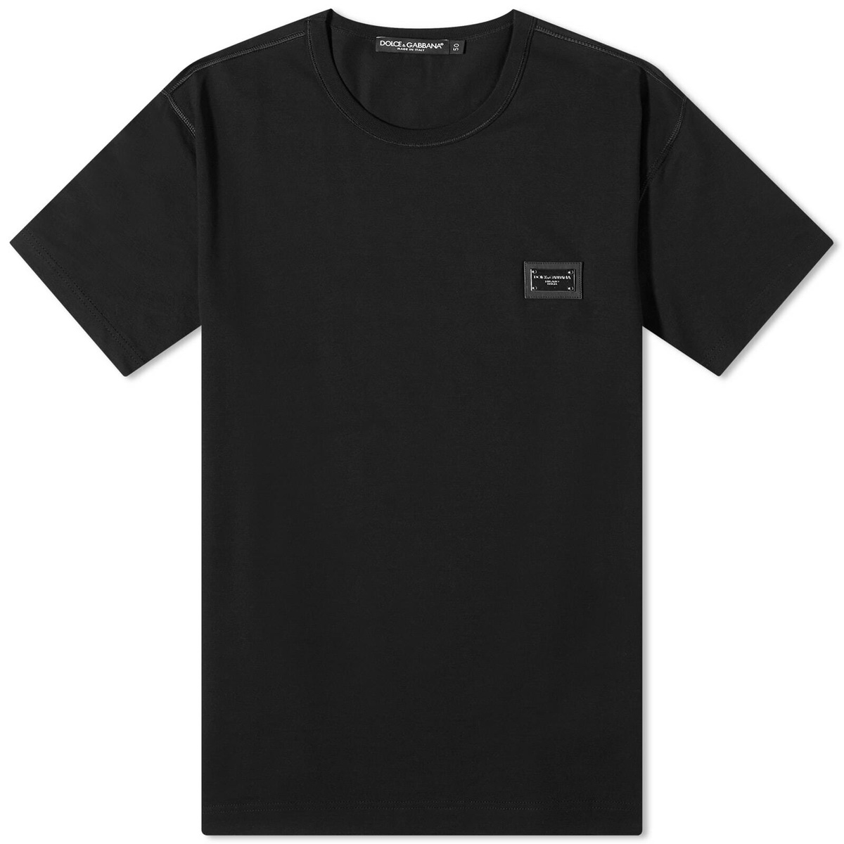 Dolce & Gabbana Men's Plate Crew Neck T-Shirt in Black Dolce & Gabbana