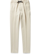 Brunello Cucinelli - Leisure Tapered Linen and Cotton-Blend Drawstring Trousers - Neutrals