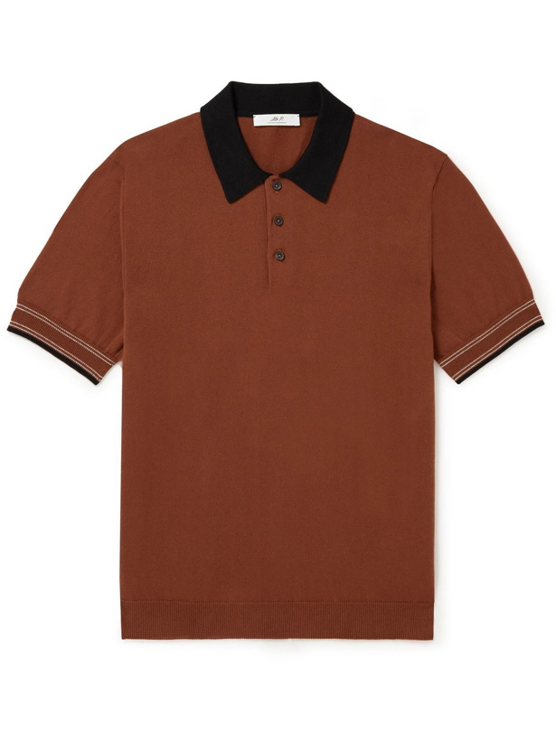 Photo: Mr P. - Contrast-Tipped Cotton Polo Shirt - Brown