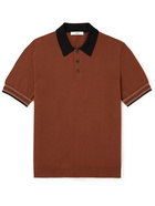 Mr P. - Contrast-Tipped Cotton Polo Shirt - Brown