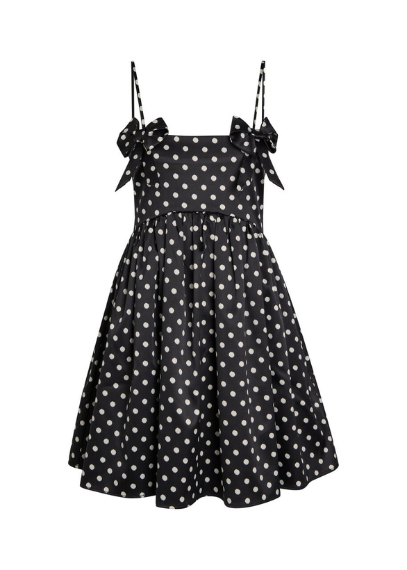 Photo: Ganni Polka-dot Stretch-satin Mini Dress Black