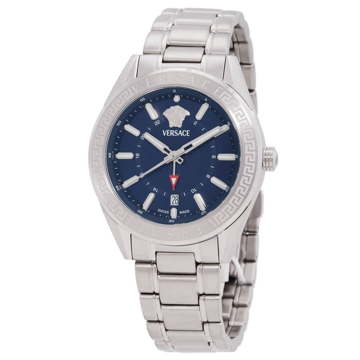 Photo: Versace V-Code GMT Quartz Blue Dial Mens Watch VEAFA0424