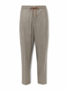 Caruso - Slim-Fit Pleated Wool Drawstring Trousers - Brown