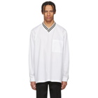 Sunnei White Long Sleeve Ribbed V-Neck T-Shirt