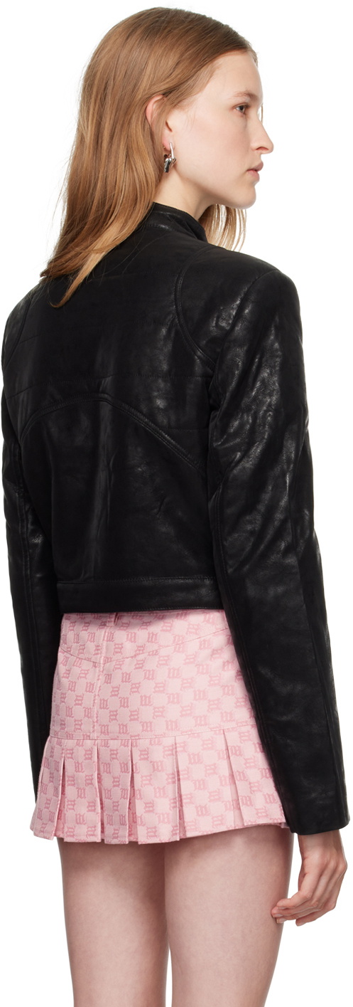 MISBHV Black Quilted Faux-Leather Jacket