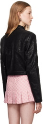 MISBHV Black Quilted Faux-Leather Jacket