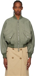 Burberry Green Zip Bomber Jacket