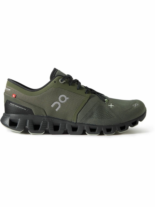 Photo: ON - Cloud X 3 Rubber-Trimmed Mesh Sneakers - Green