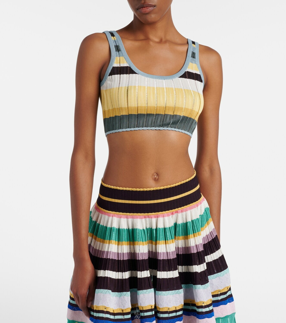 Alaïa Striped cropped tank top