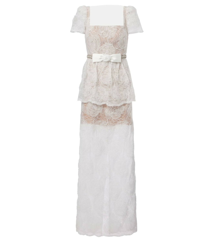Photo: Self-Portrait Bow-detail tulle lace maxi dress