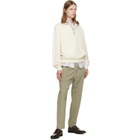 BOSS Off-White Zipper Neck Structured Cotton Sweatshirt