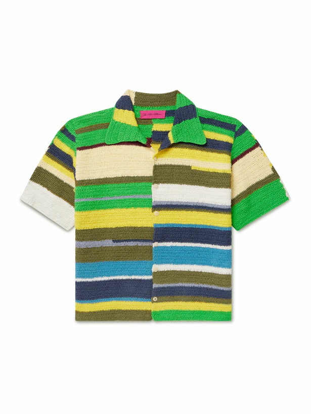 Photo: The Elder Statesman - Striped Crocheted Organic Cotton Shirt - Yellow