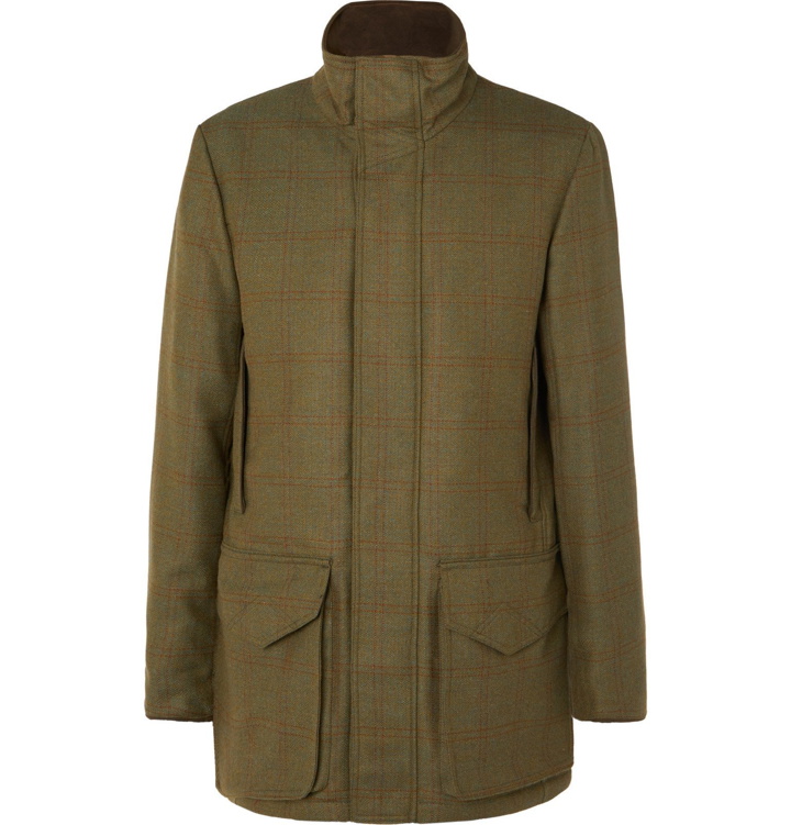 Photo: James Purdey & Sons - Checked Herringbone Wool-Blend Tweed Coat - Green