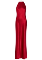 Reformation Jeany Halterneck Silk Maxi Dress Red