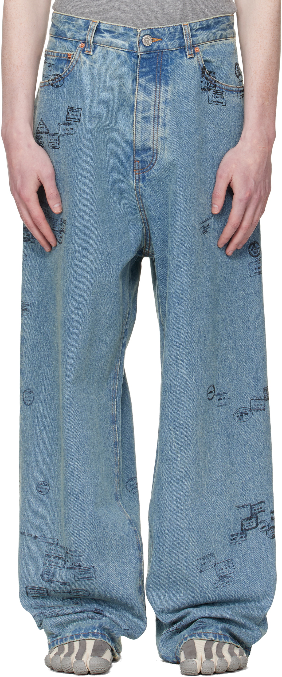 VETEMENTS Blue Passport Stamps Jeans