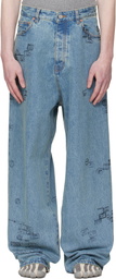 VETEMENTS Blue Passport Stamps Jeans