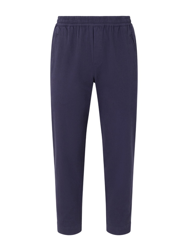 Photo: Folk - Drawcord Assembly Straight-Leg Brushed Cotton Trousers - Blue