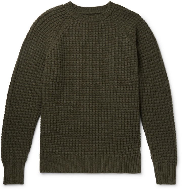 Photo: Kingsman - Waffle-Knit Wool and Cashmere-Blend Sweater - Green