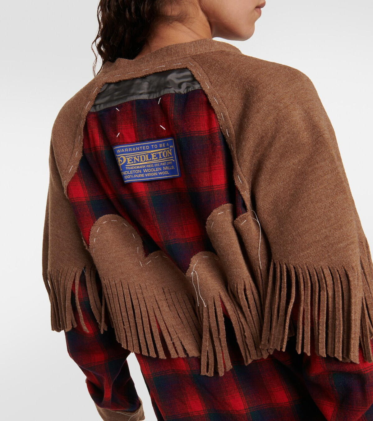 Maison Margiela Fringed checked wool cardigan Maison Margiela