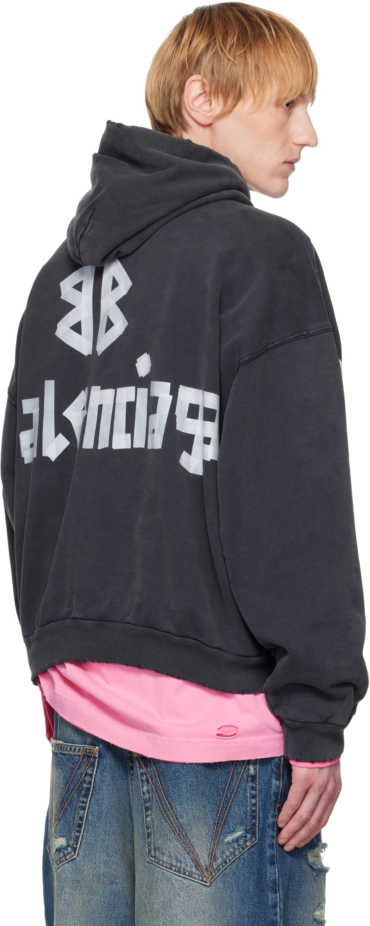 Balenciaga Black Tape Type Ripped Pocket Hoodie Balenciaga