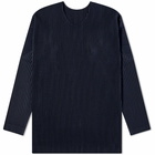 Homme Plissé Issey Miyake Men's Pleated Long Sleeve T-Shirt in Navy