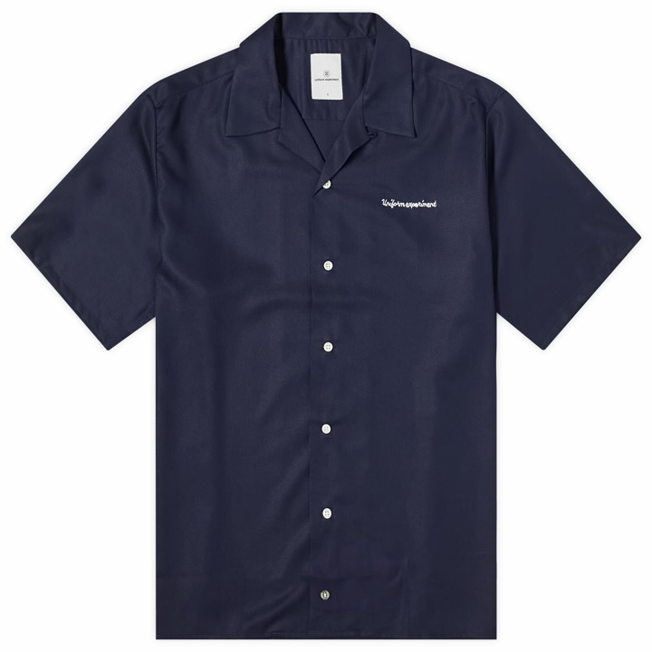 Photo: Uniform Experiment Men's Washable Rayon Vacation Shirt in Blue