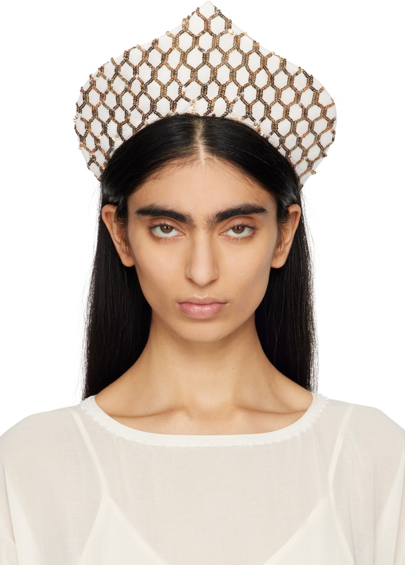 Photo: Bode Off-White & Gold Pinnacle Crown Headband