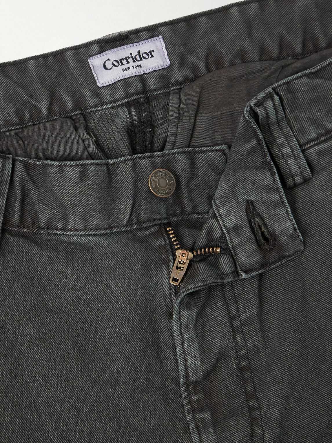Corridor - Straight-Leg Garment-Dyed Stretch-Cotton Twill Trousers - Black
