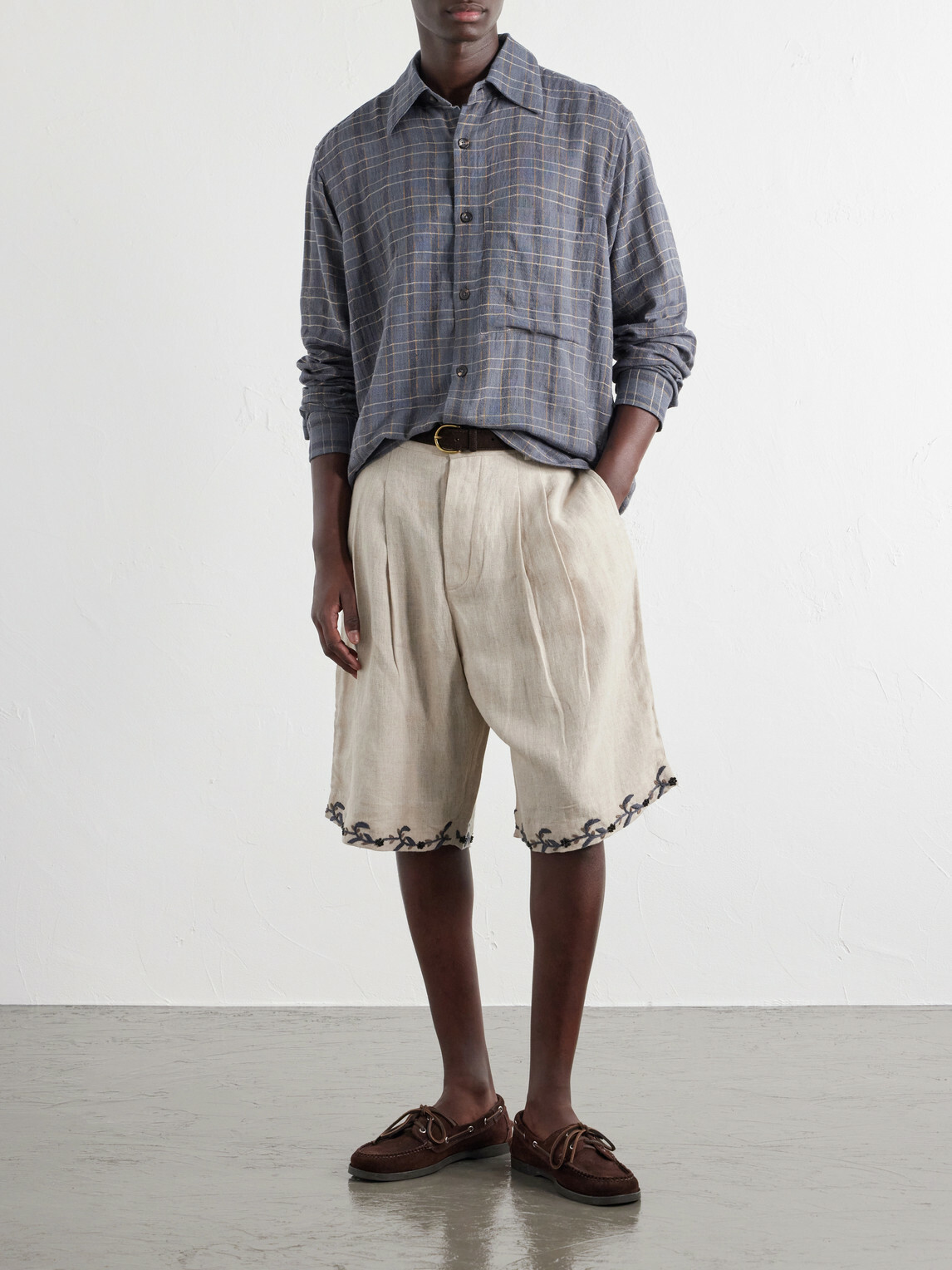 Kartik Research - Checked Cotton and Silk-Blend Shirt - Blue