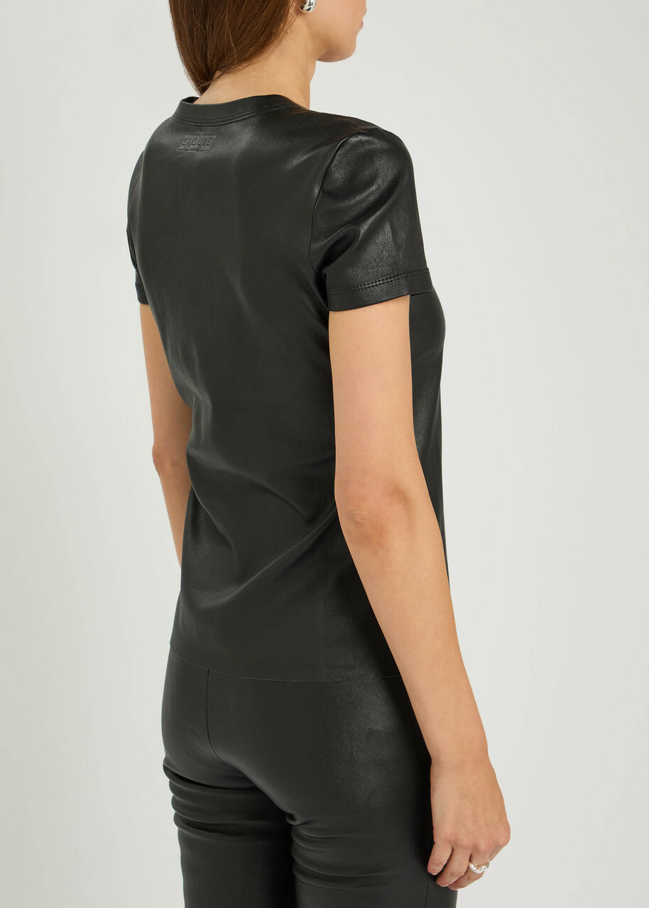 Stouls 05 Stretch-leather T-shirt Black