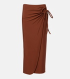 Max Mara Afoso gathered jersey wrap skirt