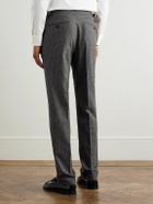 De Petrillo - Slim-Fit Pleated Houndstooth Virgin Wool Trousers - Gray